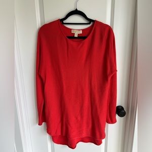 🛍️Michael Kors Orange Oversized Knit Tunic Sweater with Gold Zipper Details